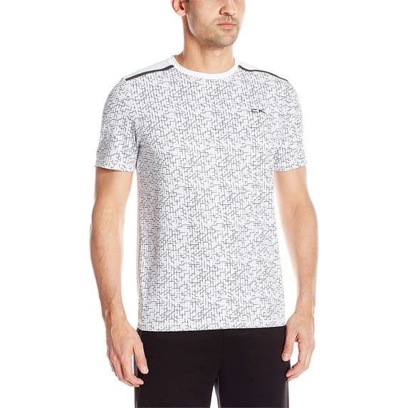 Calvin Klein Men's All Over Print Blocked Stretch Tee, White,M - US