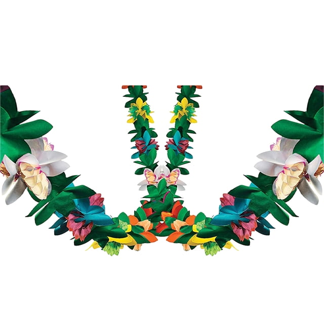 KAKOWELY 2 guirnaldas de papel creativas de 3 m con flores de colores para cumpleaños, fiestas hawaianas, decoración colgante