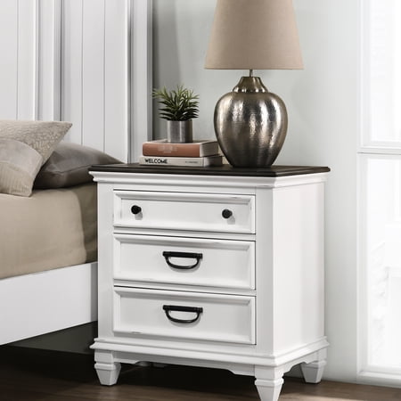 3 Nightstand In Weathered White And Gray - Bedroom Decor Modern