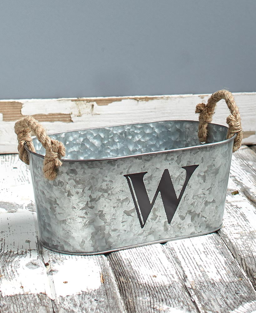 Galvanized Monogram Bucket, W