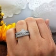 thumbnail image 3 of 0.80 Carat (ctw) 10K White Gold Round Diamond Ladies Bridal Marquise Shape Promise Engagement Ring Set With Matching Ban, 3 of 4