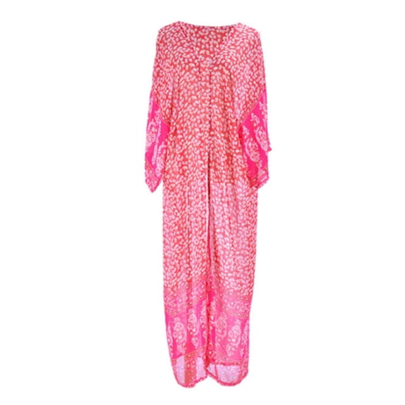 Zeiwohndc Womens Spring Vacation Chiffon Kimono Cardigan Bohemian Retro Red Paisley Floral