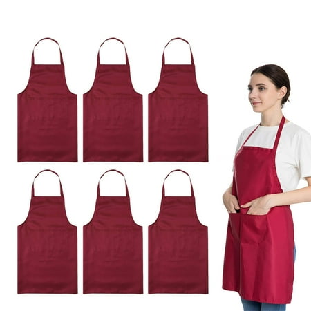 

QING SUN 6 aprons suitable for unisex with 2 pockets-cooking baking kitchen restaurant painting apron
