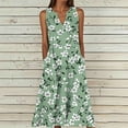 thumbnail image 2 of VBVC Women's Floral V-Neck Maxi Dress,Sleeveless Button Detail Flowy Dress For Women,Ladies Summer A-Line Beach Boho Sundress with Pockets,Army Green,S-5XL, 2 of 6