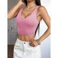 thumbnail image 4 of Osfvolr Women'S Sleeveless Crop Tops Ribbed Square Neck Cropped Tank Top Pink M, 4 of 5