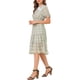 thumbnail image 4 of INSPIRE CHIC Vestido Midi de Gasa a Cuadros con Volantes y Fruncido para Mujer Verde Rosa L, 4 of 7