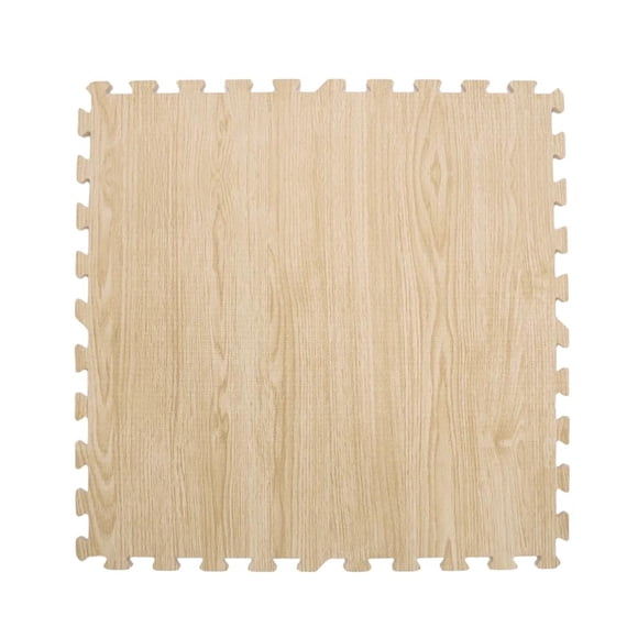 Element Entraînement Physique Tapis d'Équipement d'Exercice 0,5 Po d'Épaisseur 24 Pi2, 6 Tuiles en Mousse avec Mousse EVA Haute Densité, Grand Sol de Garage Gym Emboîtable pour Gym à Domicile - Chêne Clair