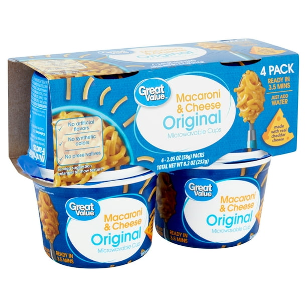 Great Value Original Macaroni & Cheese, 2.05 oz, 4 pack
