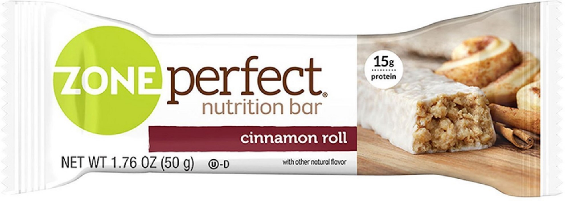 2 Pack Zone Perfect Nutrition, 1.76 oz bars, Cinnamon Roll 12 ea