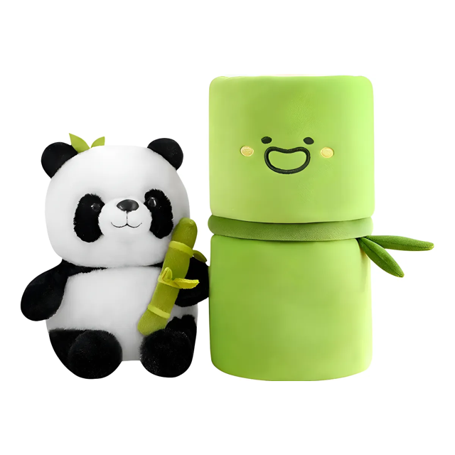Simpático Muñeco Panda Y Almohada De Felpa De Bambú 25cm Xtellar multicolor