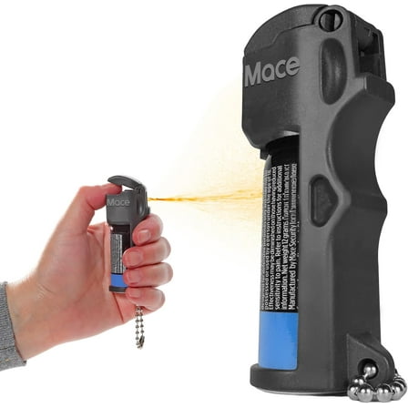 Mace Brand Triple Action Pocket Model Pepper Spray, 0.39 oz, 10 Feet Range, 3-in-1 Formula (OC, Tear Gas, UV Dye), Flip Top Safety Cap, Self Defense Pepper Spray for Women & Men - Black