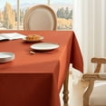 thumbnail image 4 of Burnt Orange Tablecloth, Farmhouse Linen Style Fall Table Cloth Rectangle Table Cloths 60 x 102 Inch Dark Orange, Wrinkle Resistant Washable Heavy Weight Tight Weave TableCloths, 4 of 5