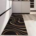 thumbnail image 4 of Black Gold Wave Marble Pattern Kitchen Rug Mat,Kitchen Runner Rugs Non Skid Washable,Decorative Kitchen Floor Mats for Kitchen,Sink,Laundry,17"X47", 4 of 5
