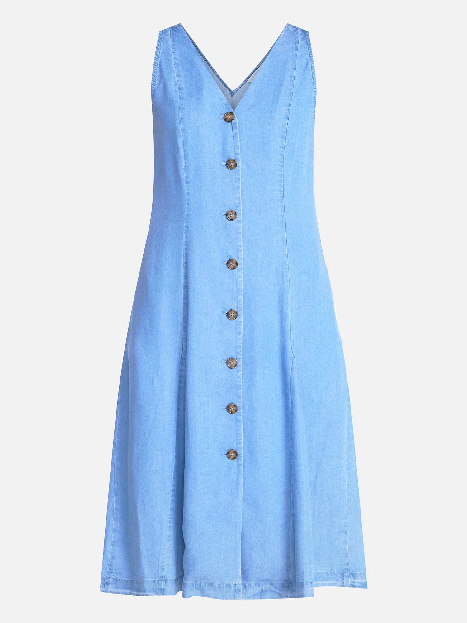 Time and Tru Women's Sleeveless Fit and Flare Midi Dress, Sizes XS-XXXL