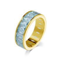 Eternity Rainbow Baguette Ring, Emerald Cut Cubic Zirconia, Birthstone Wedding Thumb Ring for Women and Men – Muses Art Design