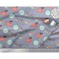 thumbnail image 2 of Soimoi Grey Rayon Crepe Fabric Bird,Stripe & Baubles Christmas Fabric Prints By Yard 46 Inch Wide, 2 of 3