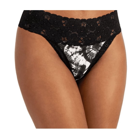 Jenni Women's Lace-Trim Thong Underwear, Black, Medium