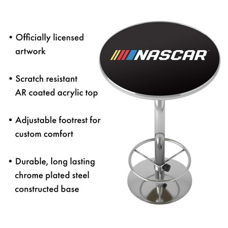 NASCAR Chrome Pub Table - Black, White, Yellow, Red, Blue
