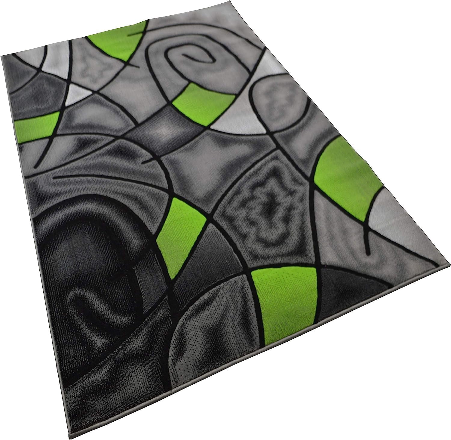 YHSF Modern Contemporary Area Rug for Living Room, Bedroom, and Office – Elegant Thick Carpet for Dining Room, Kitchen, & Hallways – Washable - Home Decor - Water Repellent - Electric Green(8x10 ft.)