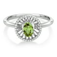 thumbnail image 2 of Gem Stone King 925 Sterling Silver Green Peridot Ring for Women (0.98 Cttw, Oval 6X4MM, Gemstone August Birthstone, Size 7), 2 of 3