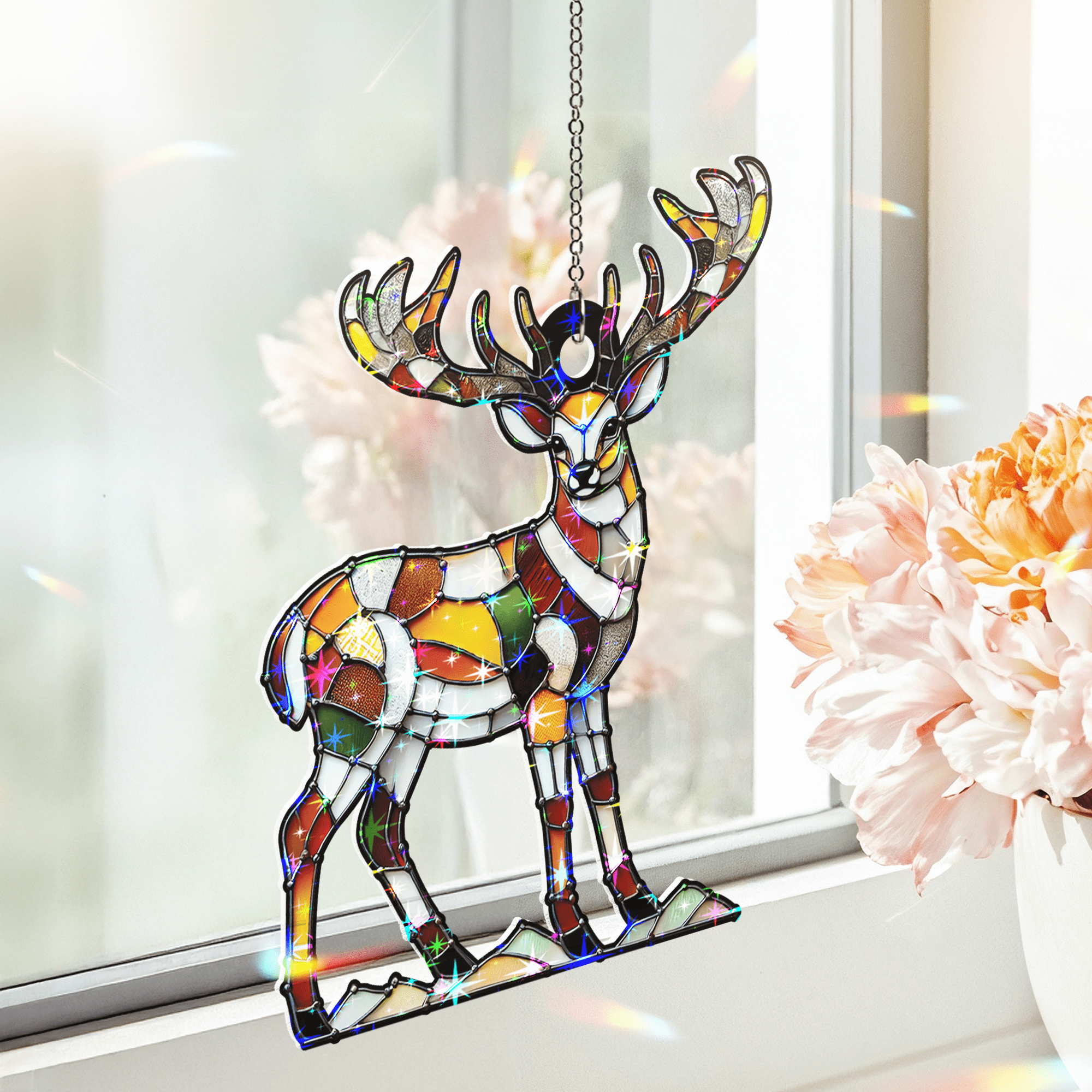 Lotusprinthandmade Deer Hunting Custom Shape Star Hologram Ornament 8in, hunting gift ornament, deer lovers holographic decoration