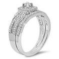 thumbnail image 2 of 0.45 Carat (ctw) 18K White Gold Round Cut Diamond Ladies Bridal Halo Engagement Ring With Matching Band Set 1/2 CT, 2 of 4