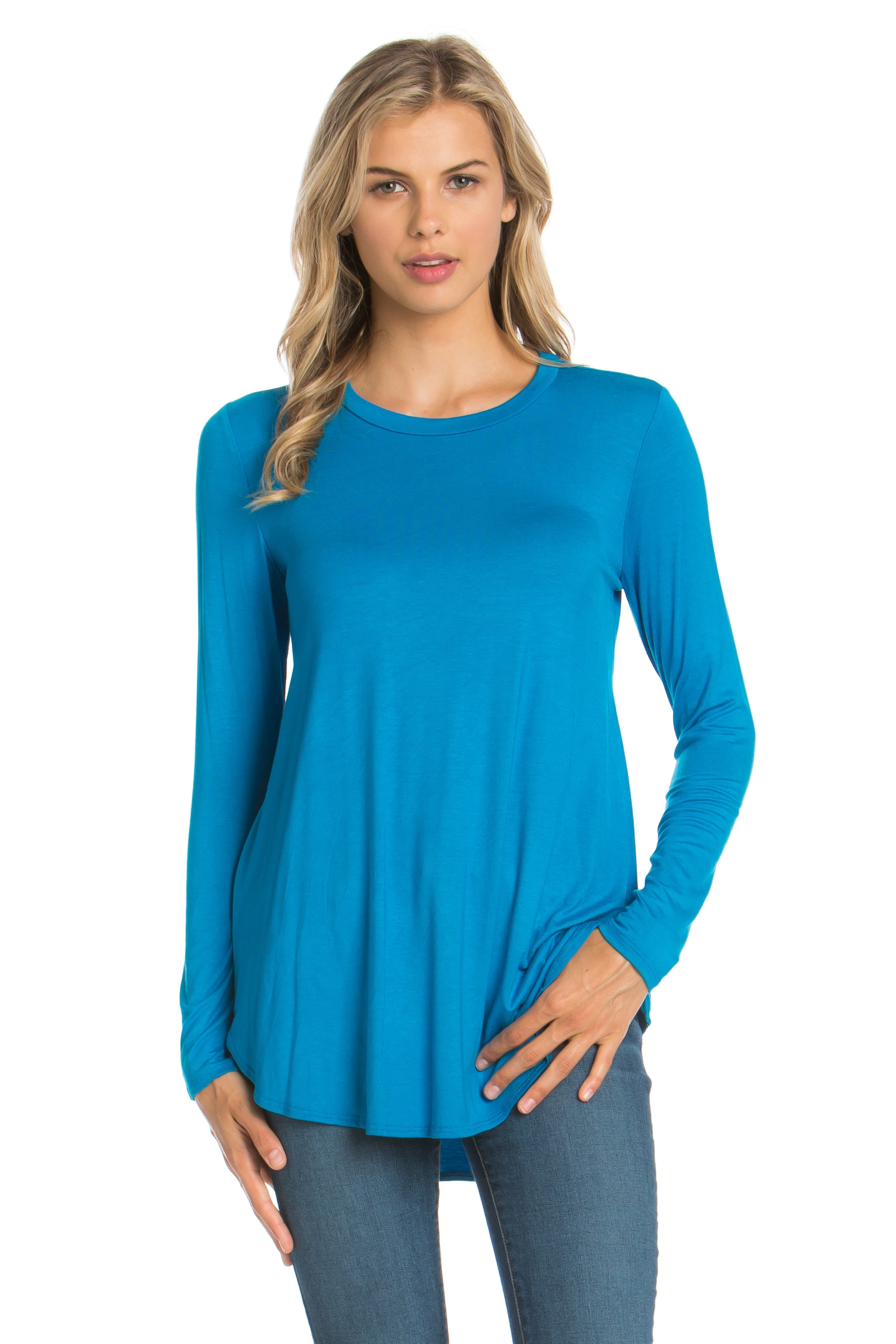 Azules Women's Long Sleeve Flowy Tunic - Cobalt - X-Large [Made in USA ...