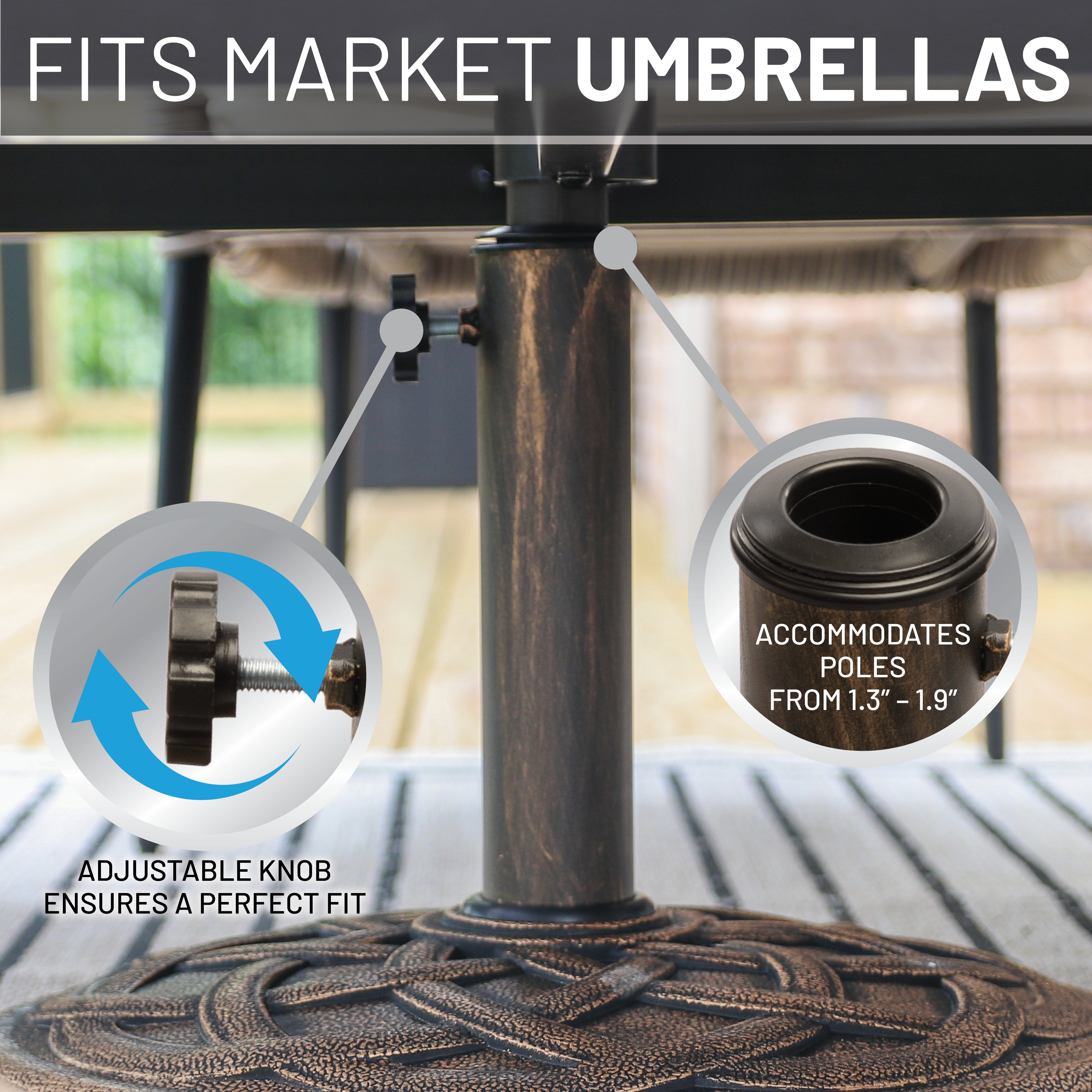 26 Pound Umbrella Base Designed to be Used With a Patio Table (Bronze)