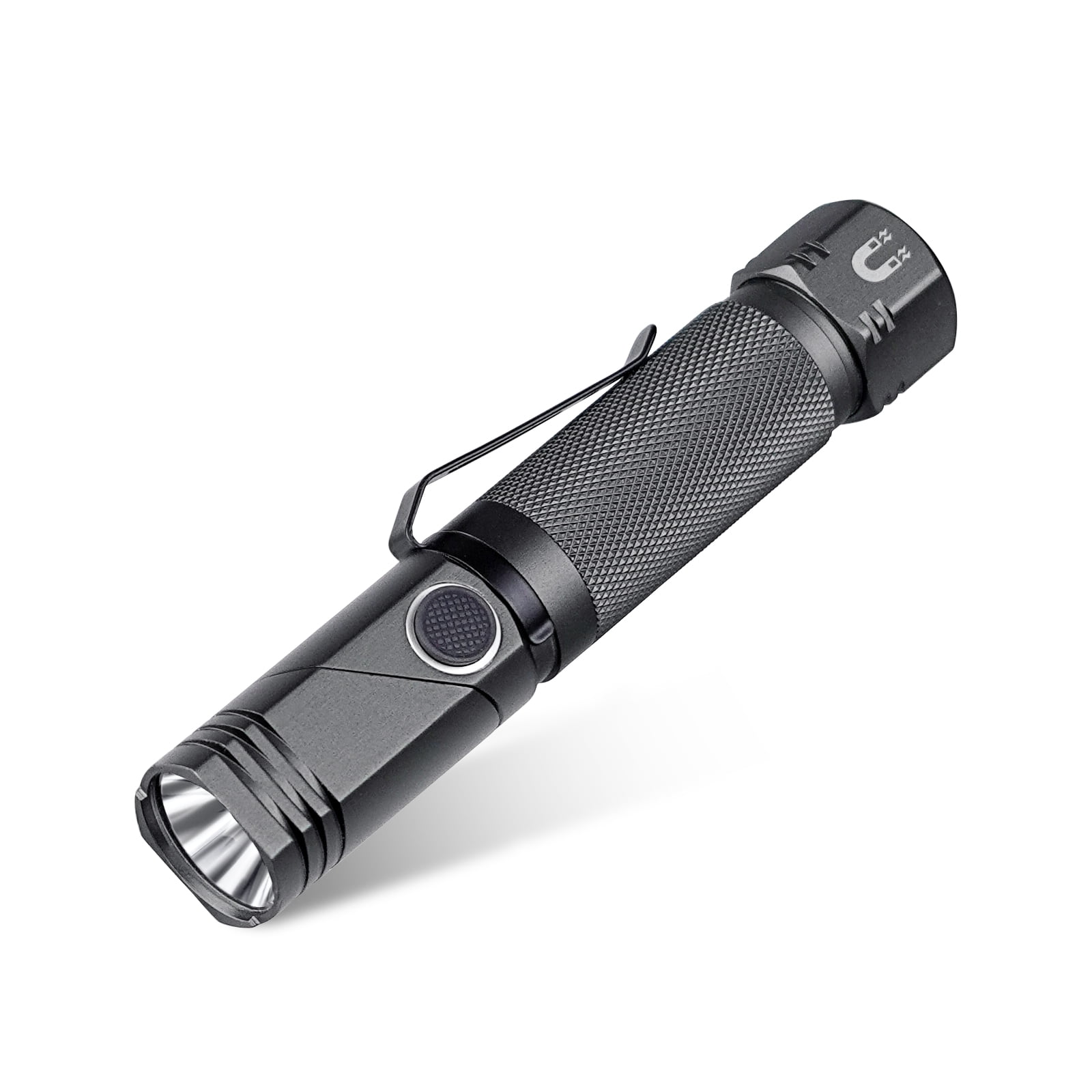 1300 Lumens Rechargeable Magnetic Flashlight, 6 Modes LED 90 Degree Flashlight Twist IP65 Waterproof EDC Pocket Torch, Tactical Flashlight for Camping