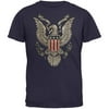 4th July Born Free Vintage American Bald Eagle Navy Adult T-Shirt - 2X-Large