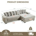 thumbnail image 2 of 111" Oversized Two-Piece Corduroy Couch Sectional, Large L-Shaped Cloud Couches for Living Room, Memory Foam Sofa with Chaise Daybed & 8 Pillows, Grey, 2 of 7