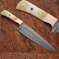 thumbnail image 2 of Custom Handmade Damascus Copper Guard Chef Knife Bone Handle, 2 of 5