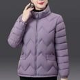 thumbnail image 6 of Cotton Padded Coat Stand Collar Long Sleeve Zipper Placket Warm Winter Jacket with Pockets Solid Color Thickened Quilted Outwear, 6 of 8