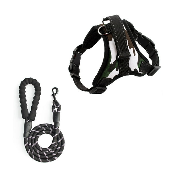 Greeniant Arnés de malla y correa Chaleco ajustable de liberación rápida Cuerda de tracción para grandes medianos con manija de PU Caminar de noche Suministros para perros L Greeniant PT000566-03