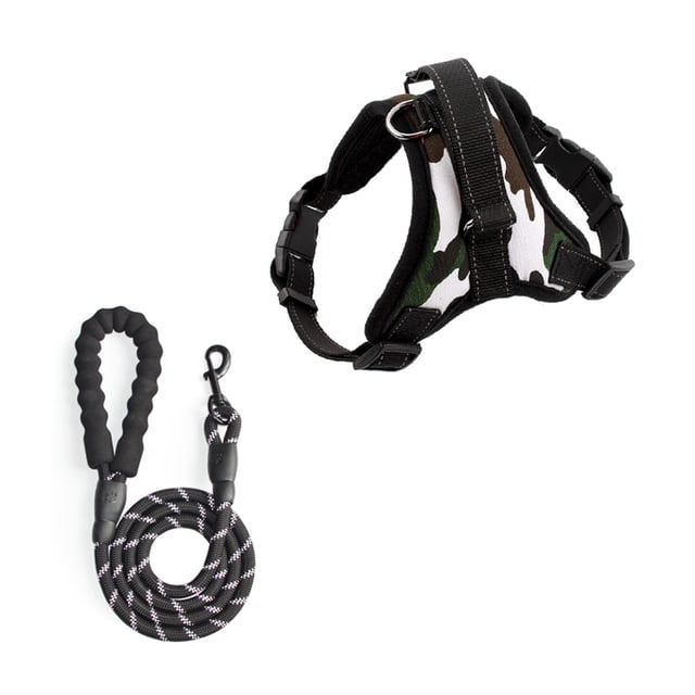 maskred Pet Breathable Harness and Leash Adjustable Vest Traction Rope for Large Medium Reflective Stripe Chest Strap Night Walking M