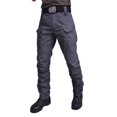 thumbnail image 1 of LUXUR Mens Pants Mid Waisted Trousers Elastic Waist Bottoms Fitted Cargo Pant Drawstring Gray S, 1 of 2