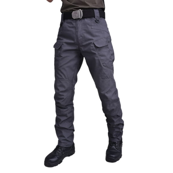 Grianlook Men's Trousers Mid Waisted Bottoms Drawstring Pants Men Fitted Cargo Pant Loungewear Elastic Waist Gray XL