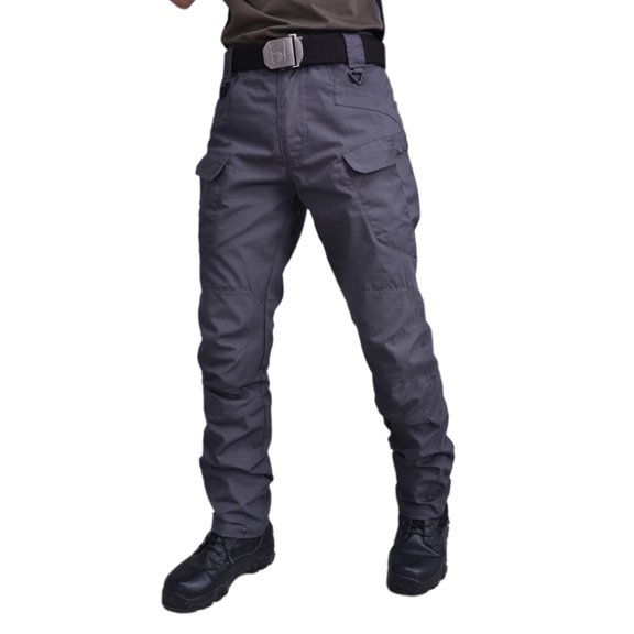 Grianlook Men's Trousers Mid Waisted Bottoms Drawstring Pants Men Fitted Cargo Pant Loungewear Elastic Waist Gray XL