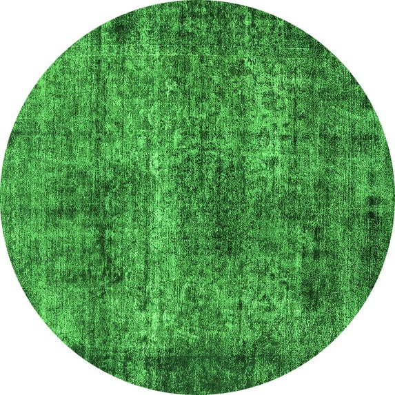 Ahgly Company Indoor Round Oriental Green Industrial Area Rugs, 7' Round