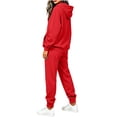 thumbnail image 6 of Tracksuits For Women Set Women's Winter Casual Fashion Solid Color Hooded Sweatshirt With Drawstring Pockets And Cuffed Pants Set Red S, 6 of 8