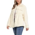 thumbnail image 4 of Abrigos de piel sintética INSPIRE CHIC para mujer, chaqueta de forro polar con solapa y botones, exterior color beige, 4 of 6