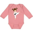 thumbnail image 3 of Inktastic Cute Girl, Brown Hair, Karate Pose, Black Belt Girls Long Sleeve Baby Bodysuit, 3 of 5