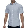 thumbnail image 1 of Men's Button Sleeve Lapel Short Sleeve Shirt - Polyester, Business Casual, Solid Color, Comfort Fit, 1 of 7