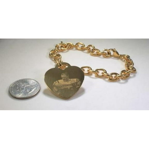 Photo Picture Text CUSTOM ENGRAVED GOLD IPG STAINLESS STEEL HEART NO CHAIN goldtiffphoto1