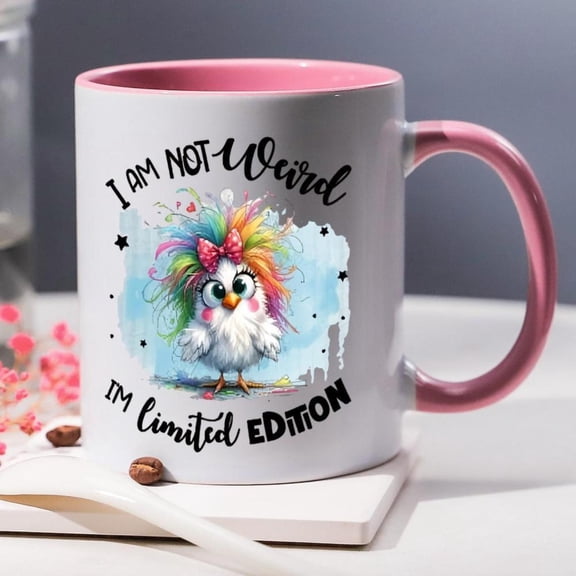 1pc 11oz Ceramic Mug with Lady Bird Pattern I AM NOT Weird I M LIMITED EDITION Funny Humorous Slogan Coffee Mug Decorative Cup Ideal Birthday New Year Office Home Women Girl Friend Coworker