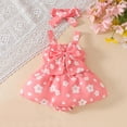thumbnail image 2 of Summer Baby Girls Clothing Agkizg Baby Girls Bodysuits, Baby Girls Sleeveless Rompers, Baby Girl Sleeveless Bow Jumpsuit Flower Print Skirt Newborn Jumpsuit+headscarf 2-piece Set, 2 of 5