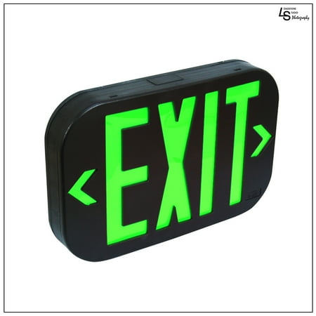 Housing Battery Backup Exit Sign - eTopLighting LED Exit Emergency Sign Light - Black Body Green Letter SMD/ Battery Back-up, WMLS1533