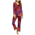 thumbnail image 2 of ZHUGeLI Pajamas For Women Two Piece Set Comfy Long Sleeve Loungewear Casual Striped V Neck Sleepwear 2 Piece Lounge Sets, 2 of 5