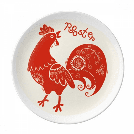 

Year Of Rooster Animal China Zodiac Red Plate Decorative Porcelain Salver Tableware Dinner Dish