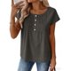 thumbnail image 4 of Camisas de Cuello de la Tripulación de Manga Corta para las Mujeres Top Botón de Color Sólido, Camisas de Manga Corta de Verano para las Mujeres Casual Spring Transpirable, 4 of 7